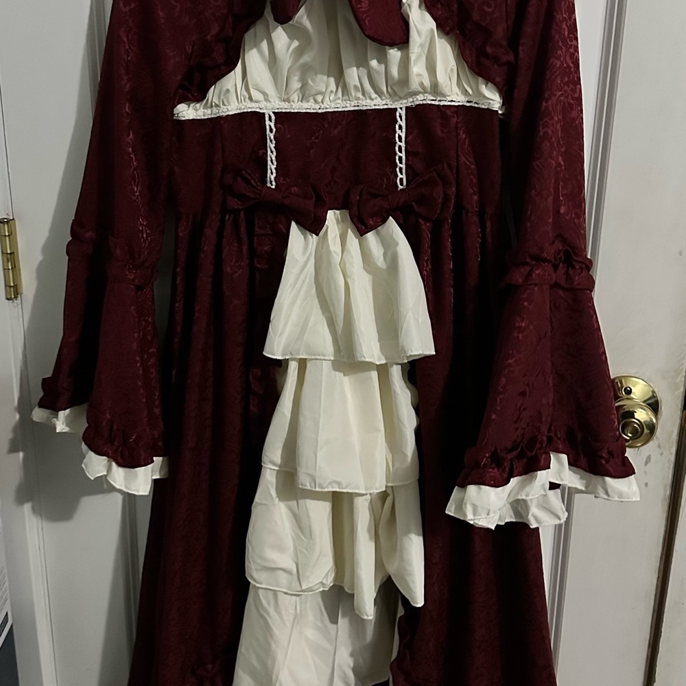 Victorian Burgundy and White Dress